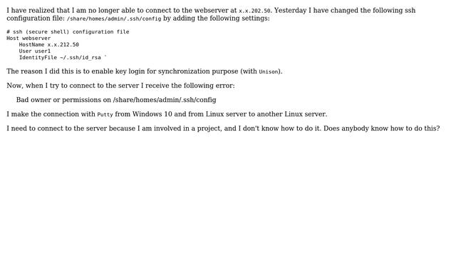 Bad owner or permissions on ssh config file смотреть онлайн