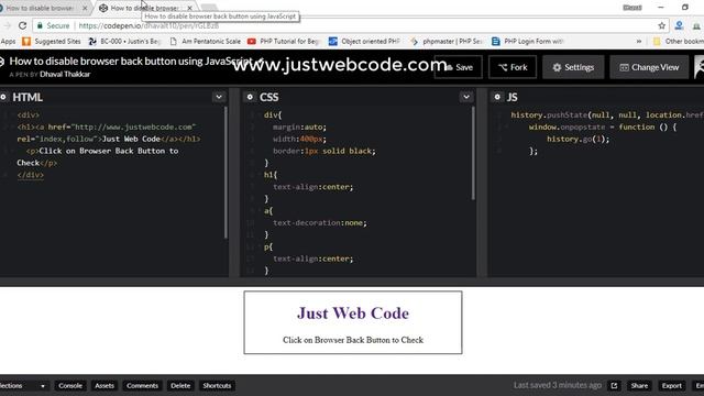 How to disable browser's back button using JavaScript смотреть онлайн