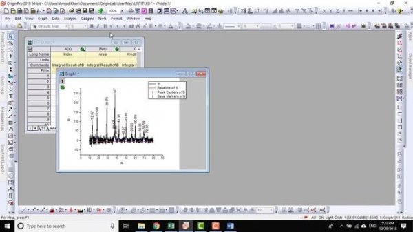 how to calculate crystallinity from XRD data using OriginLab - 06