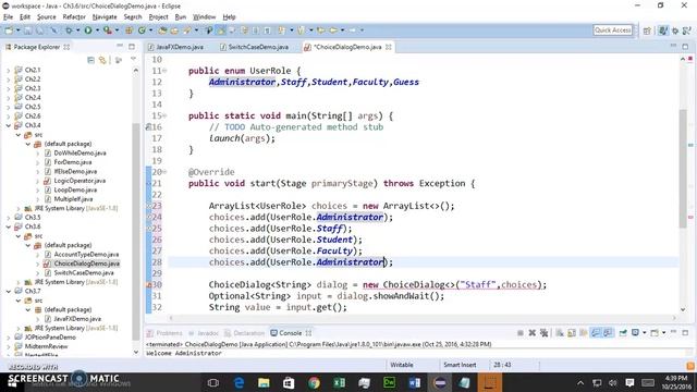 Chapter3 6 CSC200 Enum Java смотреть онлайн