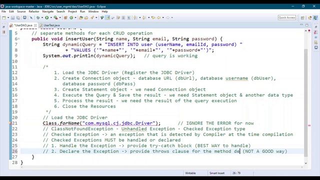 JDBC Part 5 - JDBC Step 1 - Load the Driver and Declare the exception смотреть онлайн