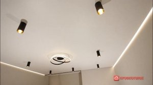 Натяжной потолок с Трековыми светильниками.