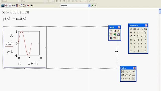 Building Sinus function graph using MathCAD software смотреть онлайн
