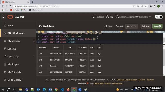 update command in Oracle SQL смотреть онлайн