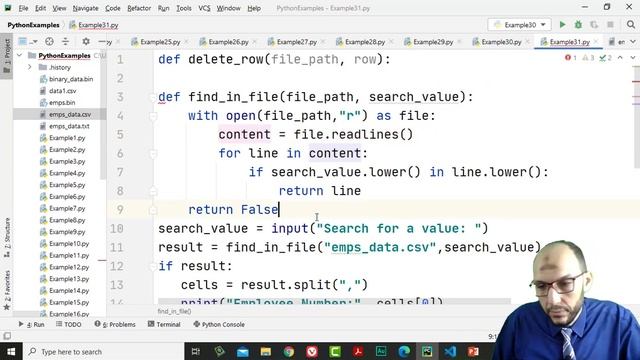 24 Python Handling Data Course File Handling Delete Row from CSV based on user's input смотреть онлайн