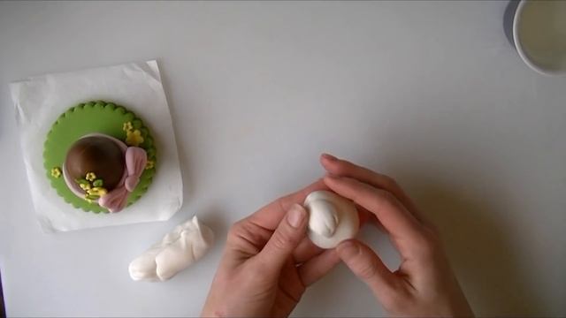 Fondant Easter bunny cake topper chocolate egg how to make fondant bunny tutorial cake decorating смотреть онлайн