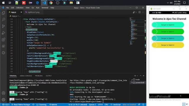 How to create Swipe button in react native? || in Hindi смотреть онлайн