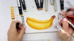 Рисуем банан маркерами.