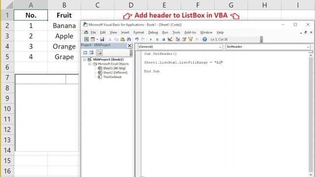 Excel VBA - Add header to ListBox смотреть онлайн