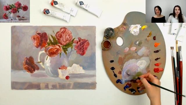 Бесплатный мастер-класс "Великолепные пионы" | Как нарисовать цветы пионы смотреть онлайн