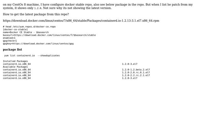 Unix & Linux: CentOS 8 install containerd.io-1.2.13 rpm package смотреть онлайн