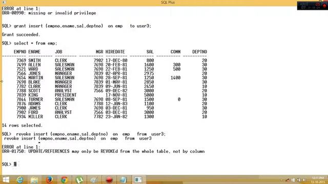 Data Control Language (DCL) Statements (Greant/Revoke/creting Role) смотреть онлайн