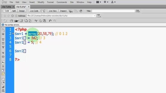 PHP : Web Programming ตอนที่ 8 เรื่องของตัวแปร (5) : Array 3 (Dynamic Array) смотреть онлайн