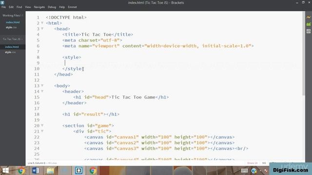 Learn Javascript & HTML5 Canvas - Build A Tic Tac Toe Game : Connect HTML and CSS files смотреть онлайн