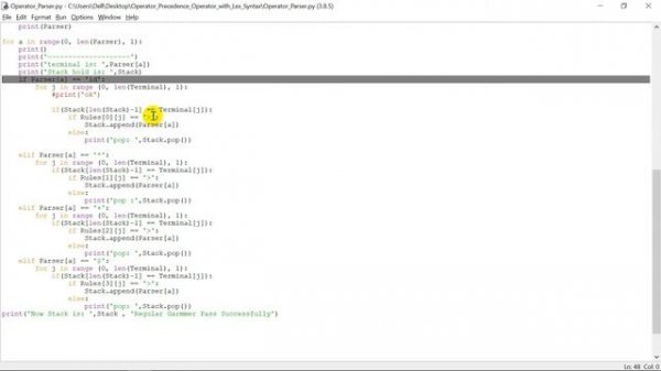 #7 Precedence Operator Code in Python | Compiler Construction