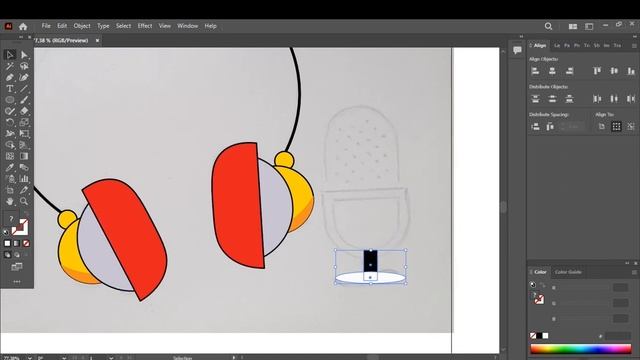 How to draw headphones in Adobe Illustrator / Как нарисовать наушники в Adobe Illustrator смотреть онлайн