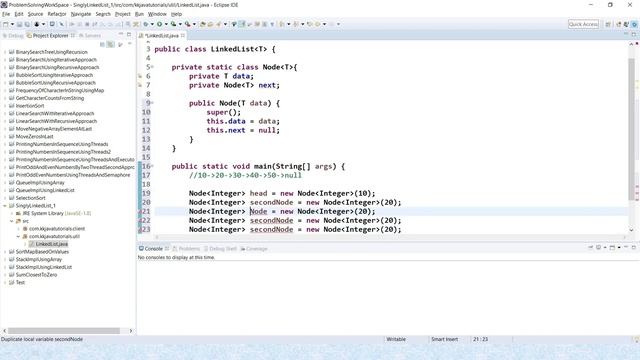Representation of Singly Linked List in Java || Custom Singly Linked List in Java смотреть онлайн