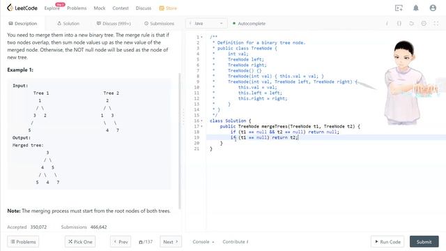 Leetcode 619 - Merge Two Binary Trees (Java, Solution Explained) смотреть онлайн