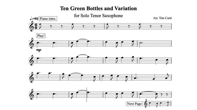 Ten Green Bottles and Variation for Solo Tenor Saxophone. Play-Along/Backing Track. Free Music! смотреть онлайн