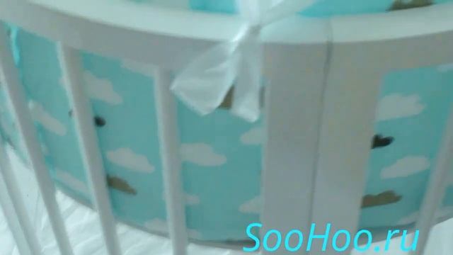 Комплект в овальную кроватку трансформер SooHooKids капельки и тучки сатин смотреть онлайн