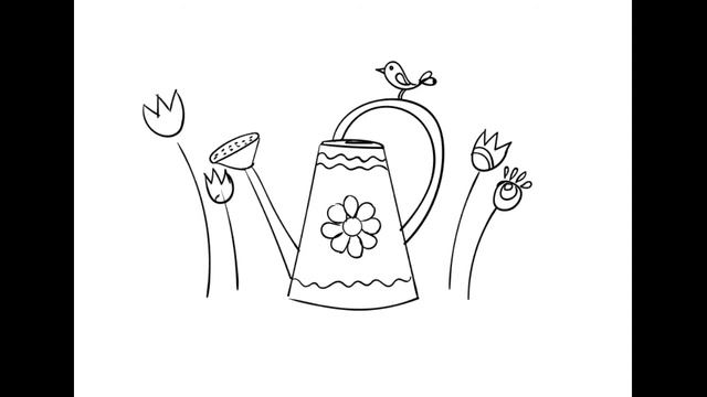 Рисуем лейку с цветами смотреть онлайн