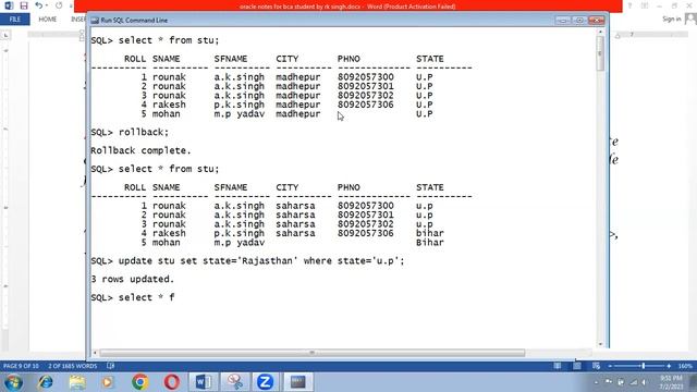 Oracle # 14|Update Command | Updating existing record or table смотреть онлайн