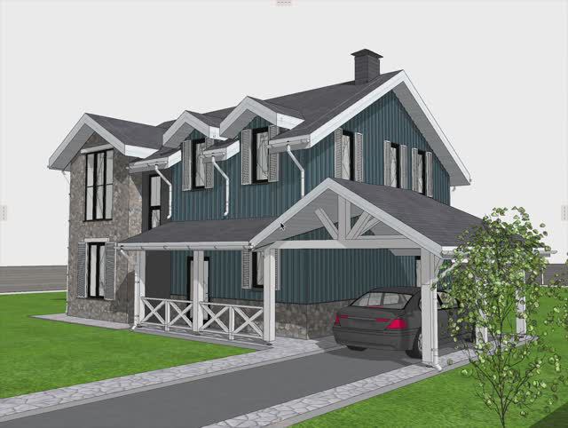 Проект дома 155м2 в стиле кантри с комнатой вдохновения