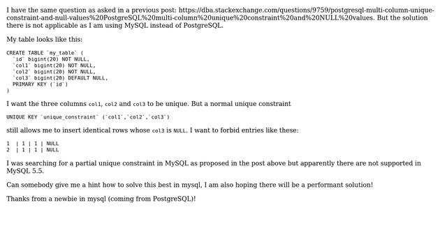 Databases: Creating a partial unique constraint for MySQL смотреть онлайн