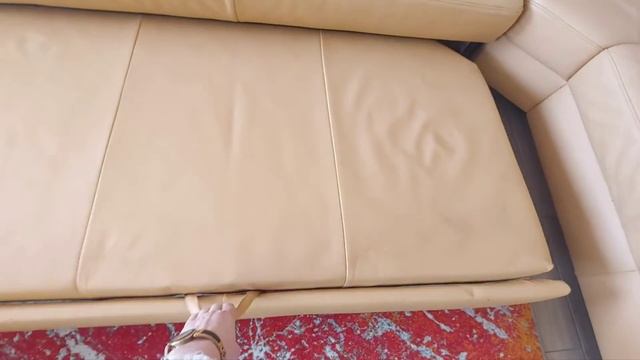 Кутовий розкладний диван з кріслом, натуральна шкіра, меблі б.у з Європи смотреть онлайн