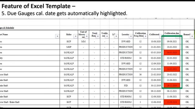 Excel template Gauges/instruments calibration monitoring @smartofficetemplates смотреть онлайн