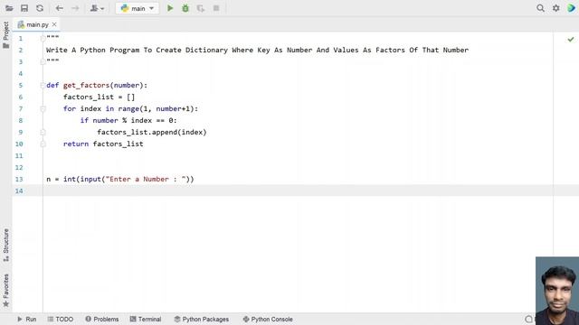 Write A Python Program To Create Dictionary Where Key As Number And Values As Factors Of That Numbe смотреть онлайн