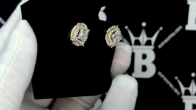 Large Baguette in Circle Diamond Earrings 1.10cttw 10K Yellow Gold | Real Iced Out Jewelry смотреть онлайн