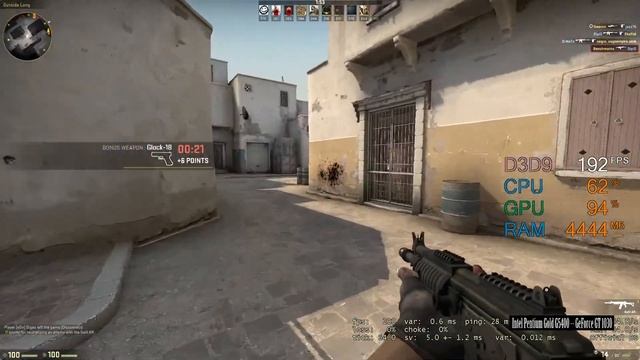 GeForce GT 1030 -- Intel Pentium Gold G5400 -- CSGO FPS Test Dust 2 1080p Low смотреть онлайн