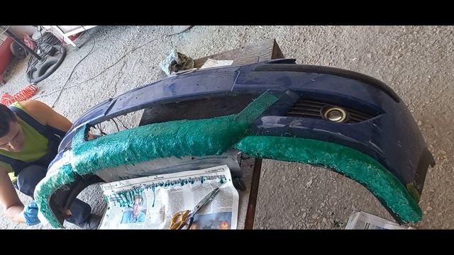 Opel Combo front bumper tuning with polyester resin and fiberglass DIY смотреть онлайн