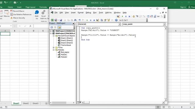EXCEL VBA PROGRAMMING FOR BEGINNERS LESSON 6 - COPY AND PASTE USING VBA смотреть онлайн
