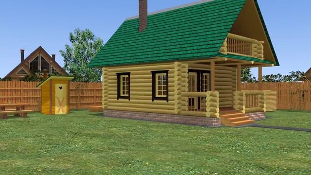 Проект дачного домика из бревна "Охотник-3" смотреть онлайн