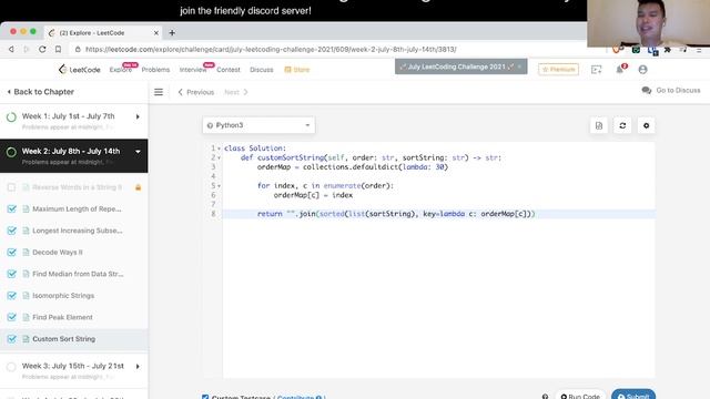 791. Custom Sort String - Day 14/31 Leetcode July Challenge смотреть онлайн