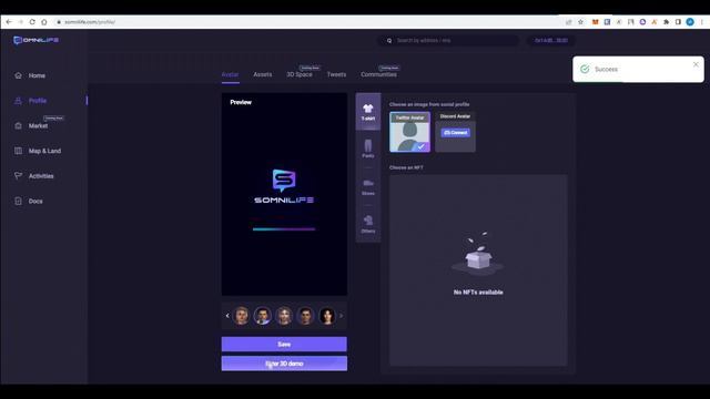 Получение токенов Somnilife (SO) за создание Аватара смотреть онлайн