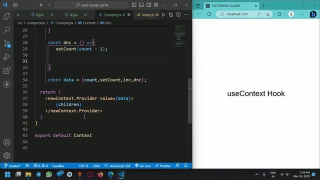 Passing Data with useContext Hook Part - 2 | React Hooks Tutorials - 16 | The Tripura Classes смотреть онлайн