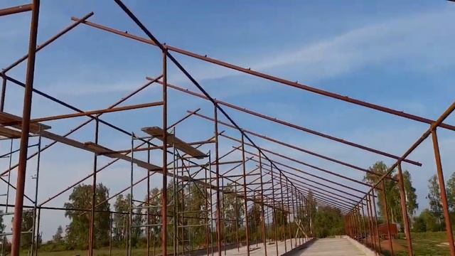 Коровник из труб МКТ. смотреть онлайн