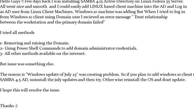 Microsoft Window 10 domain joining and user log in issues SAMBA 4 15 | The trust relationship issue смотреть онлайн