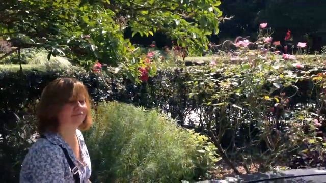 Birdbath and lotus flowers in the conservatory garden in Ne смотреть онлайн