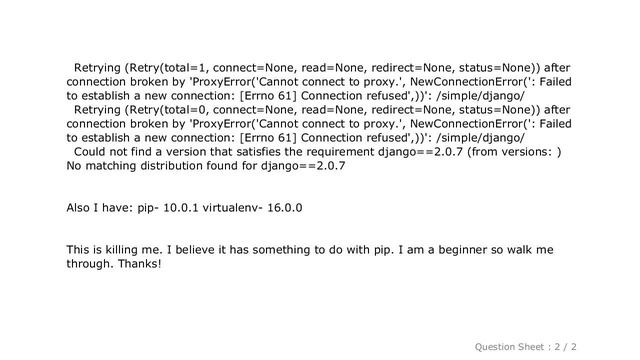 Django : Could not find a version that satisfies the requirement django (from versions: ) No matchi смотреть онлайн