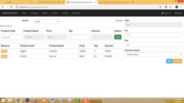 Point of sales system Using Ajax jQuery PHP MySQL part 31 Purchase item Table смотреть онлайн