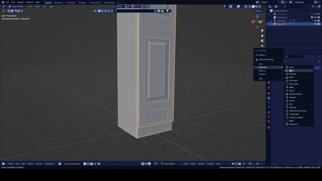 Как создать одностворчатый шкаф в blender | BLENDER TUTORIALS смотреть онлайн