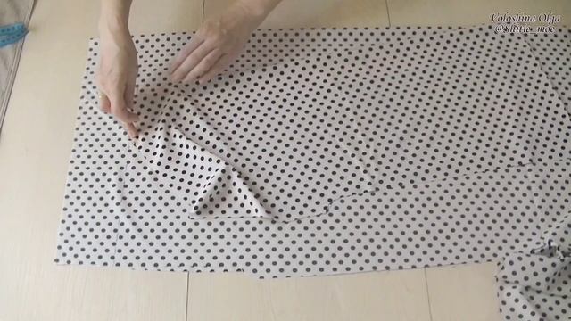 Сшить блузку с горловиной "водопад" или "качели". Блузка в горох. Крой на ткани. смотреть онлайн