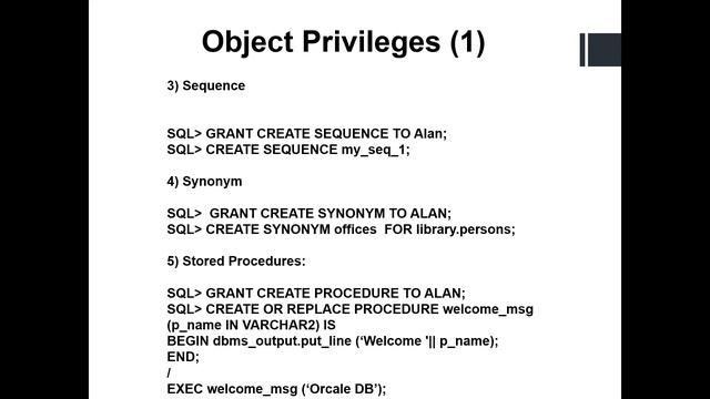 System and Object Privileges Chapter 7 (169 to 172) смотреть онлайн