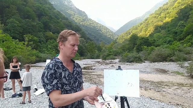 Начало мастер класса по живописи с натуры. Рисуем в Гаграх, ущелье Жоэквара, 3 августа 2022 смотреть онлайн