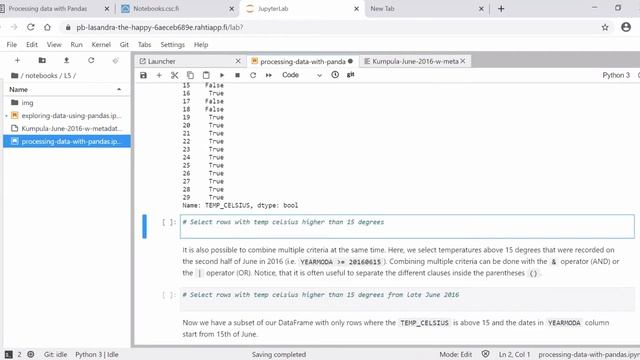 Geo-Python 2020 Lesson 5.2 - Processing data using Pandas смотреть онлайн