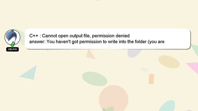 C++ : Cannot open output file, permission denied смотреть онлайн